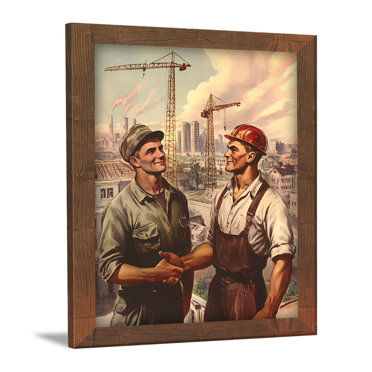 Retro Construction Illustration – Framed Artwork