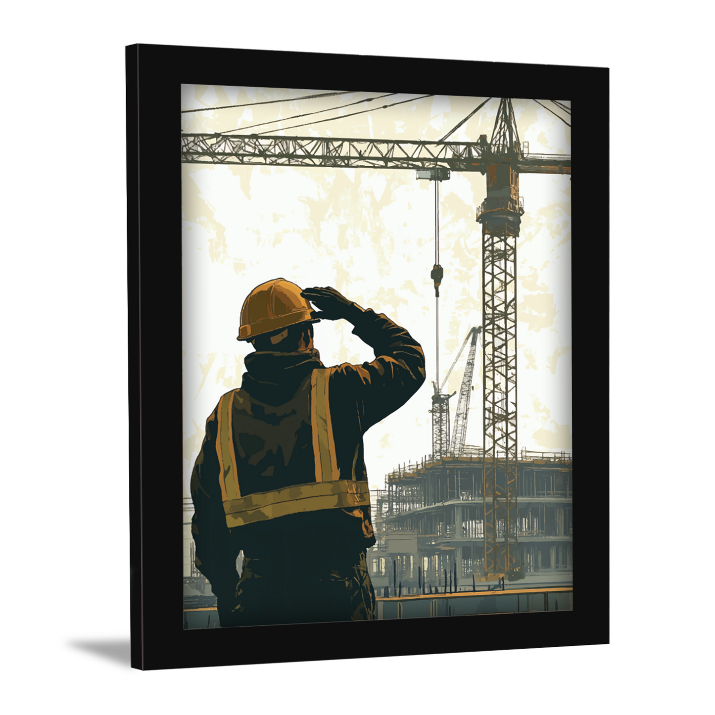 Surveying the Site – Crane Operator Framed Art