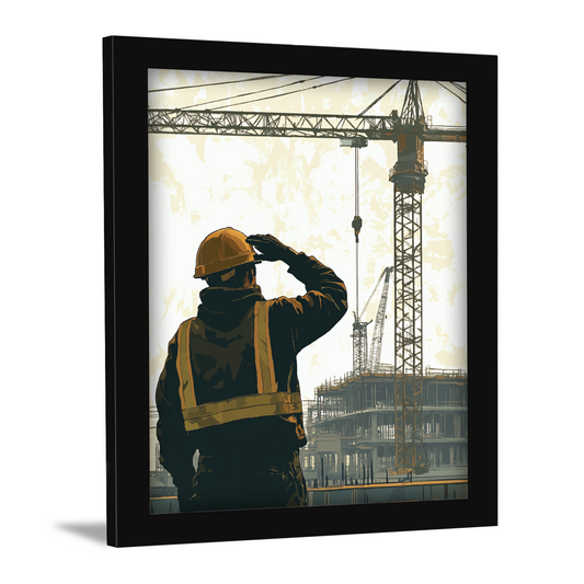 Surveying the Site – Crane Operator Framed Art