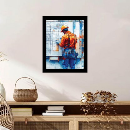 On-Site Excellence – Civil Worker Illustration Frame & Art
