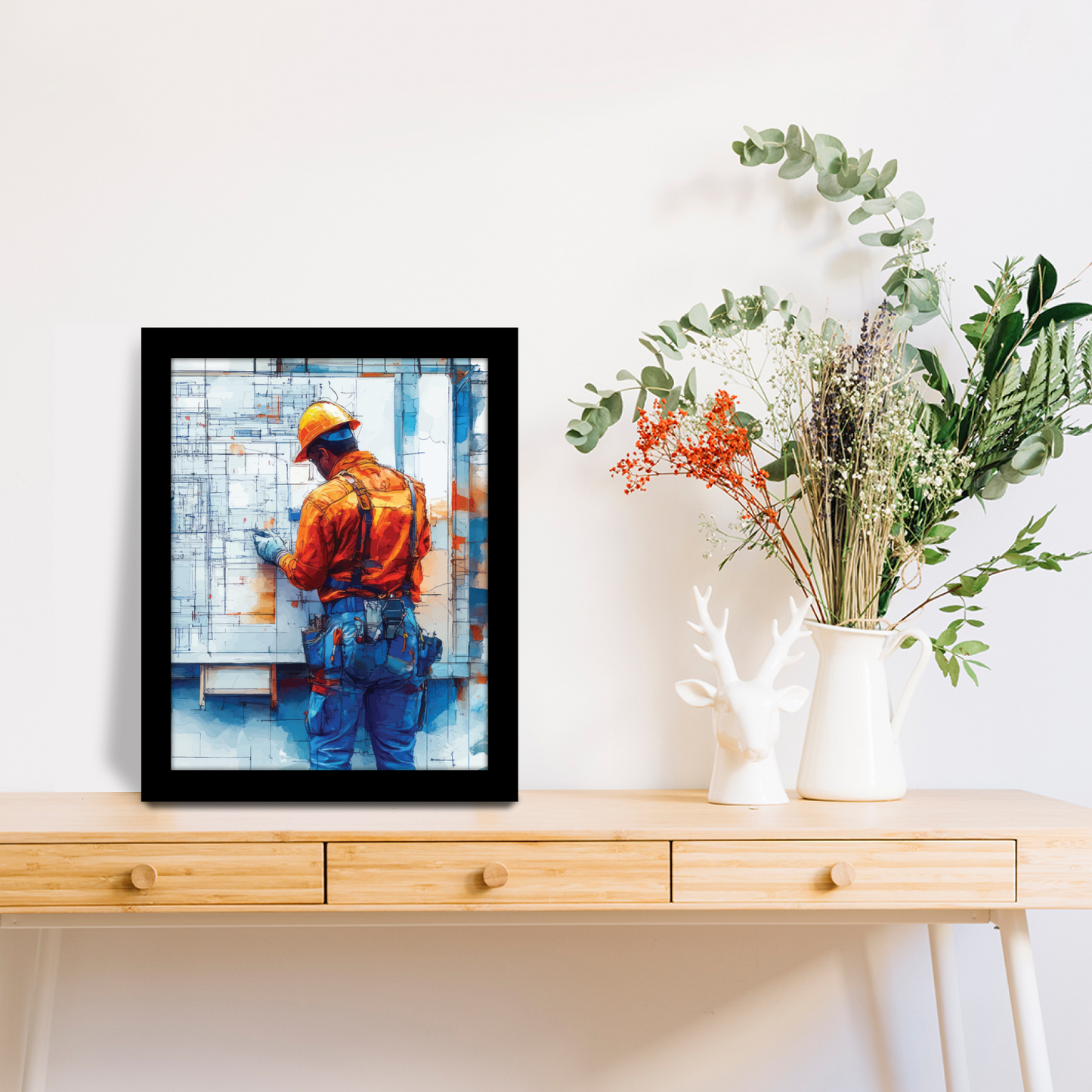 On-Site Excellence – Civil Worker Illustration Frame & Art