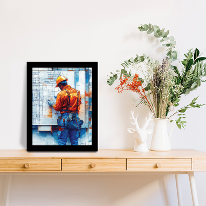 On-Site Excellence – Civil Worker Illustration Frame & Art