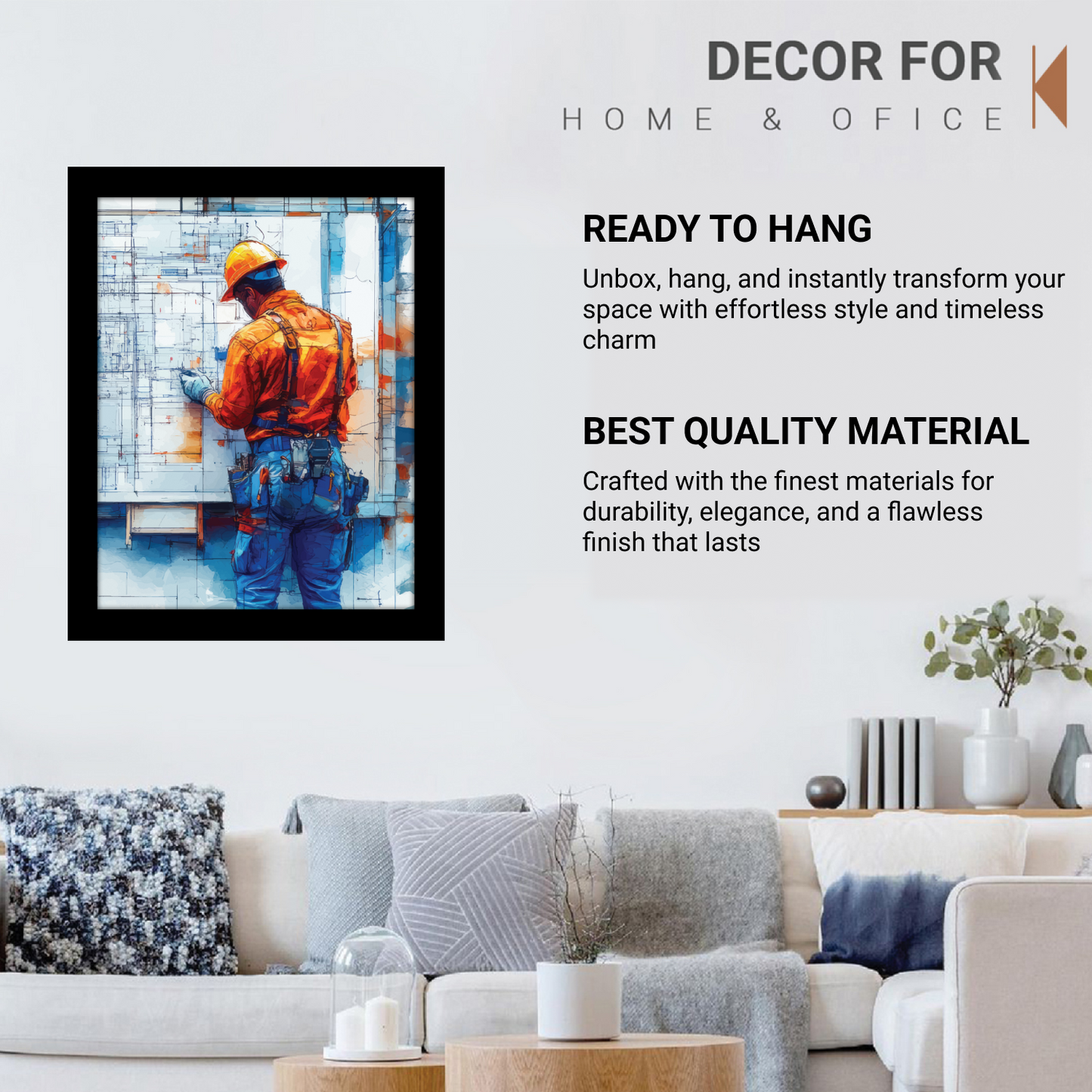 On-Site Excellence – Civil Worker Illustration Frame & Art