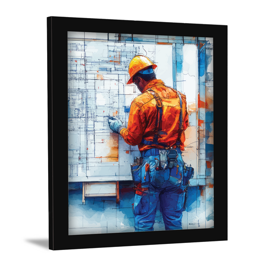 On-Site Excellence – Civil Worker Illustration Frame & Art