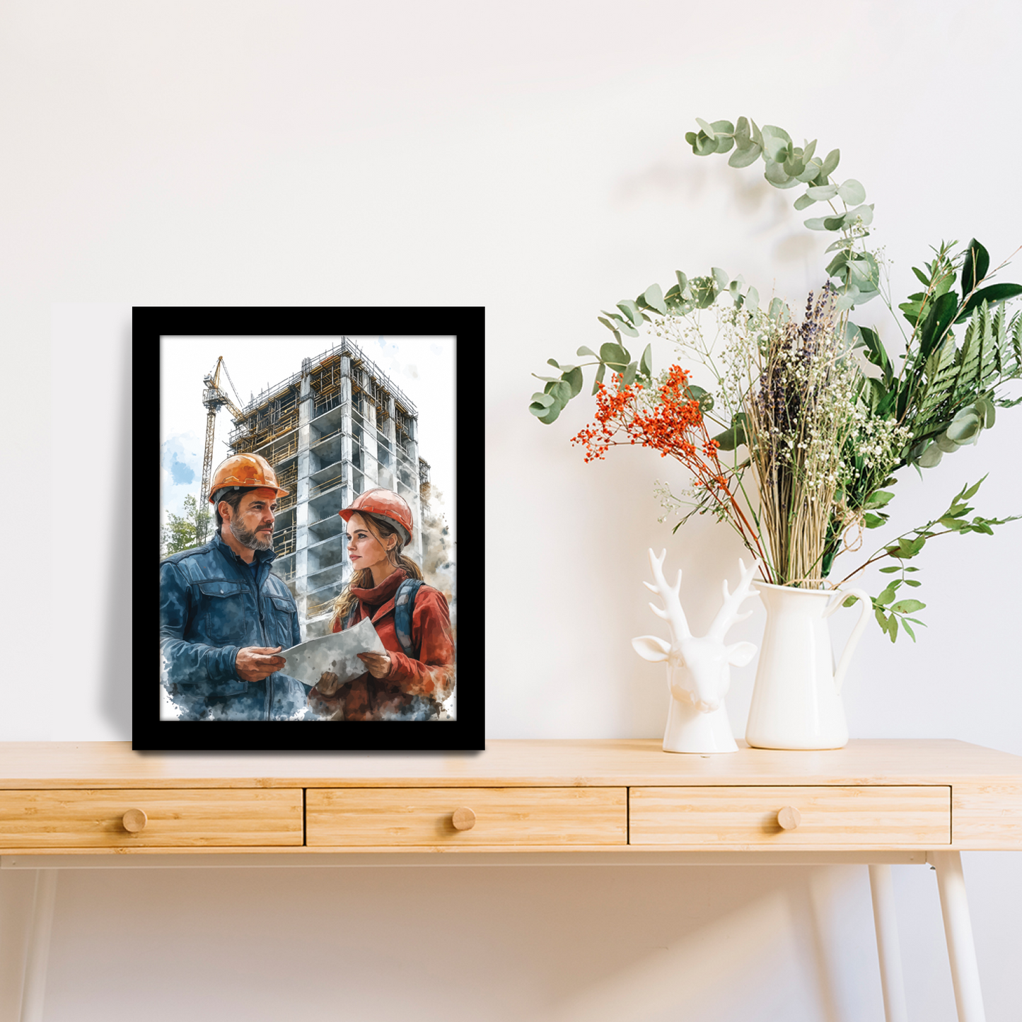 Site Inspection – Engineers at Work Framed Artwork