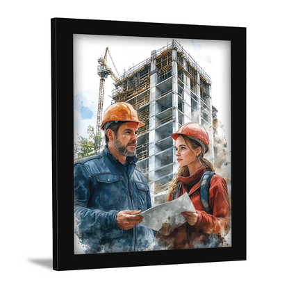 Site Inspection – Engineers at Work Framed Artwork