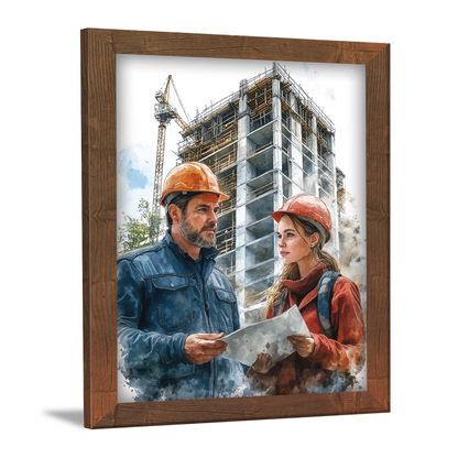 Site Inspection – Engineers at Work Framed Artwork