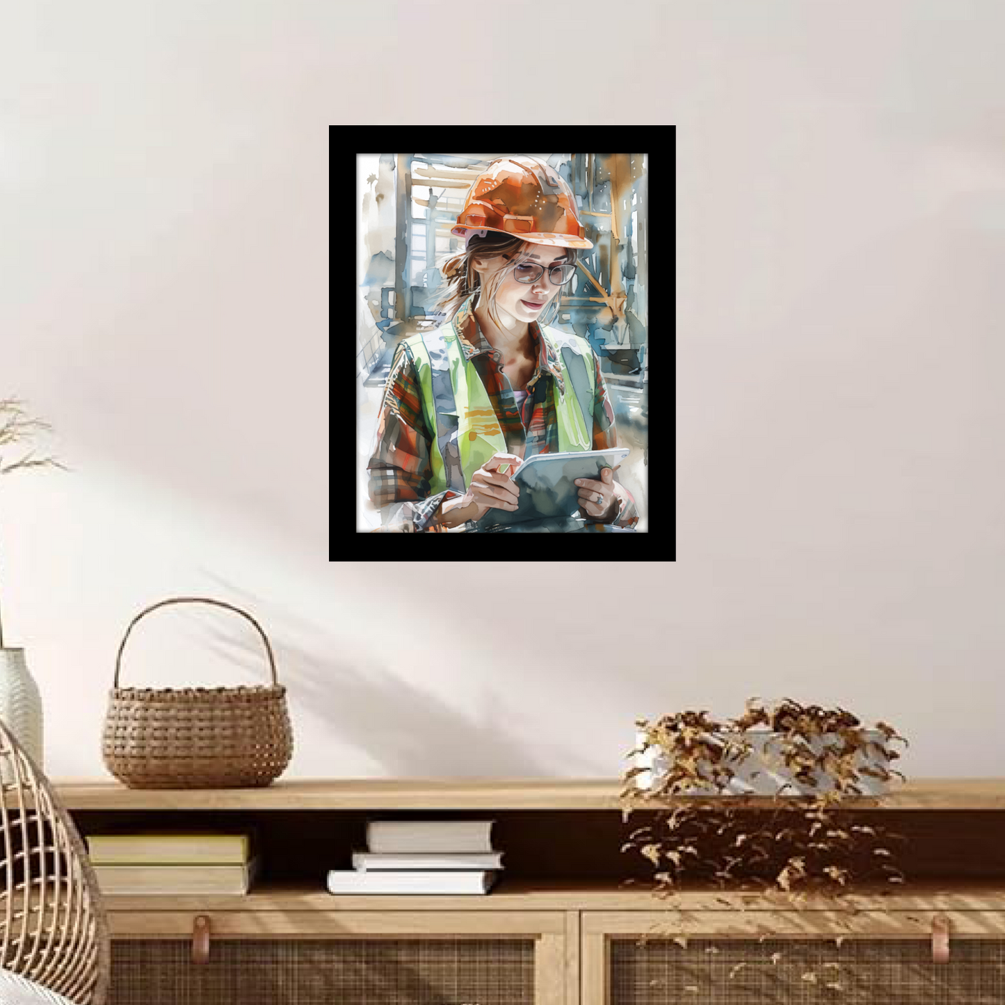 Stock Check in Action by Female Engineer at Work – Frame & Wall Art