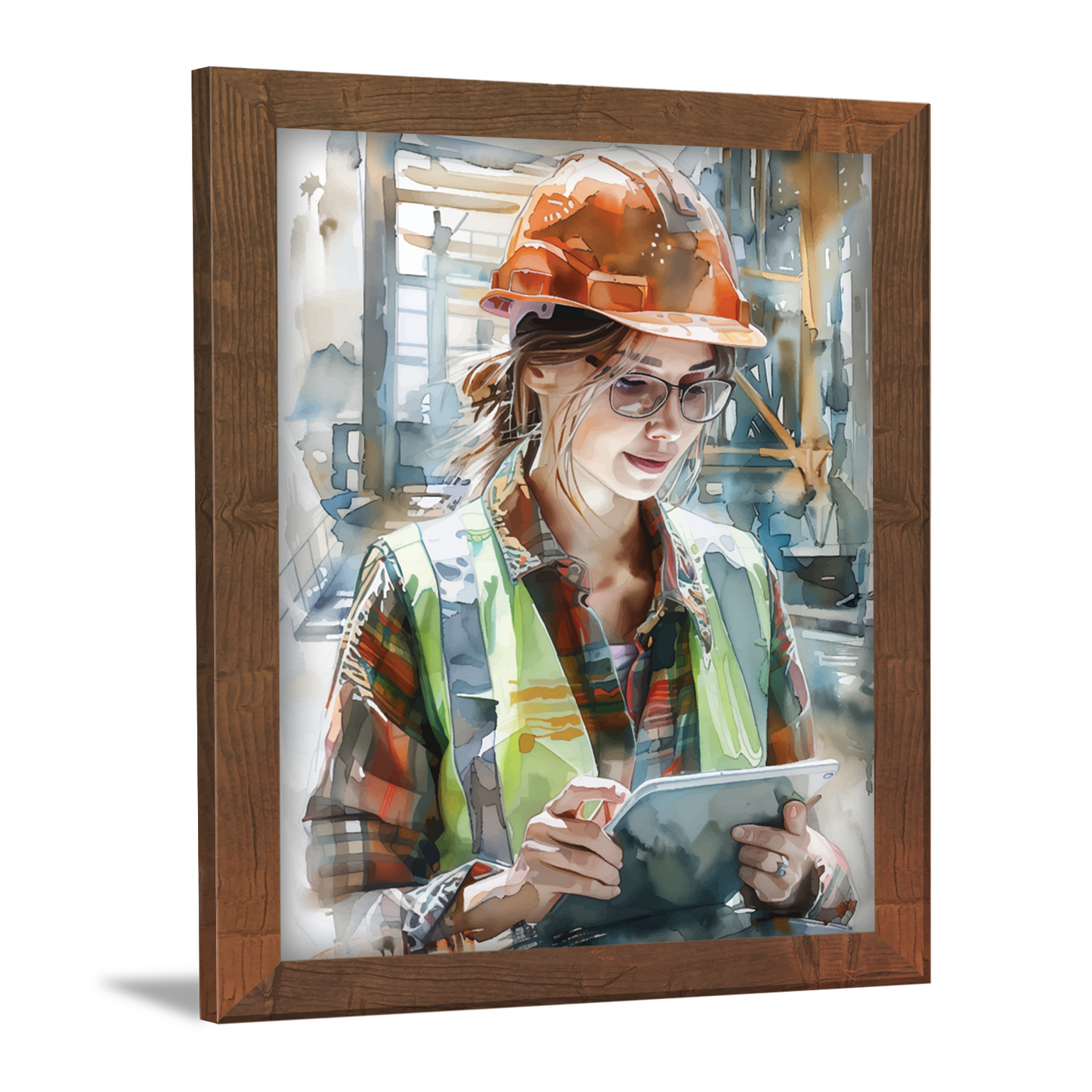 Stock Check in Action by Female Engineer at Work – Frame & Wall Art