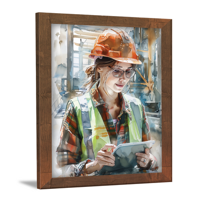 Stock Check in Action by Female Engineer at Work – Frame & Wall Art
