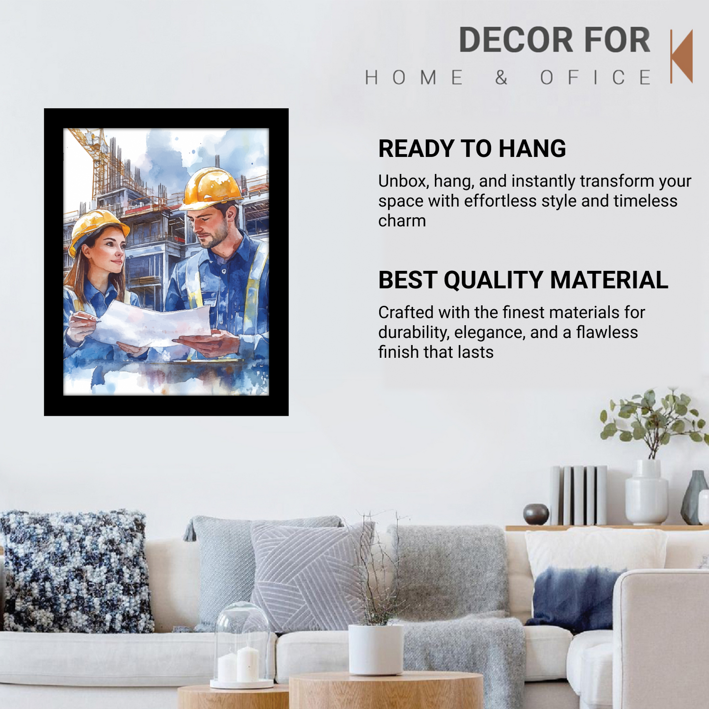 On-Site Strategy: Male & Female Engineers in Action – Frame & Wall Art
