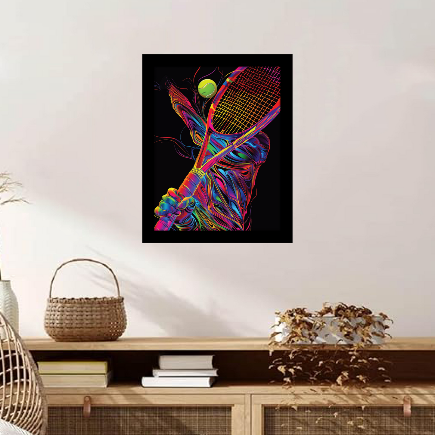 Tennis Player Digital Art Frame: Power and Precision