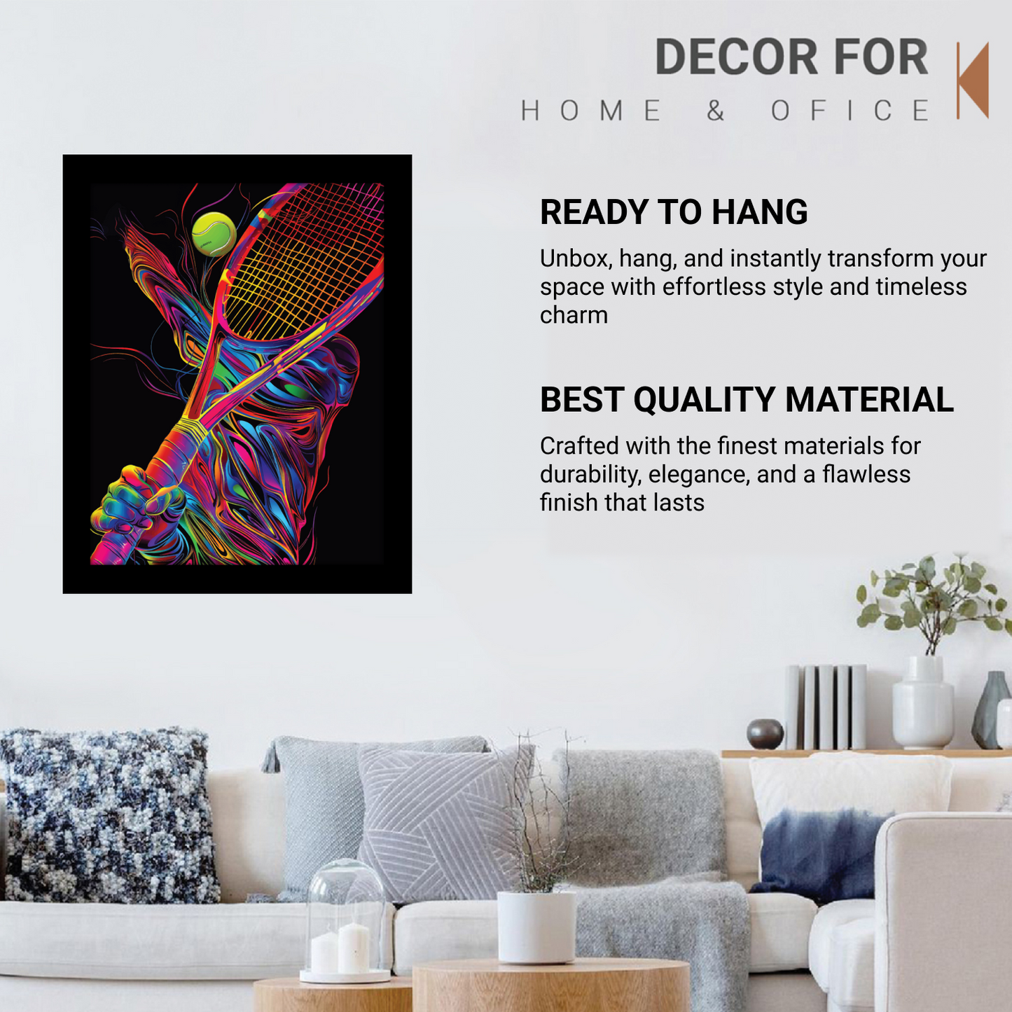 Tennis Player Digital Art Frame: Power and Precision