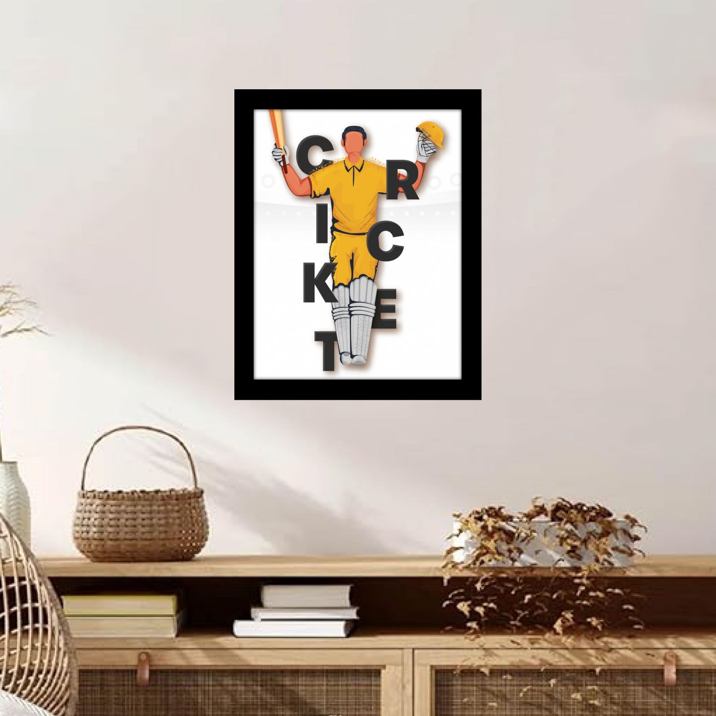 The Art of Cricket – Batsman Illustration Wall Frame