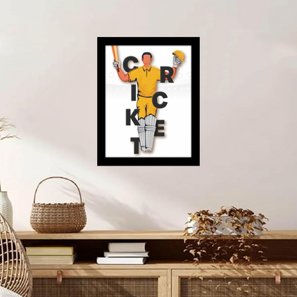 The Art of Cricket – Batsman Illustration Wall Frame