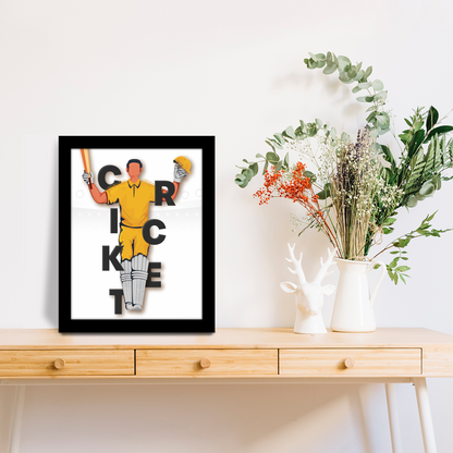 The Art of Cricket – Batsman Illustration Wall Frame