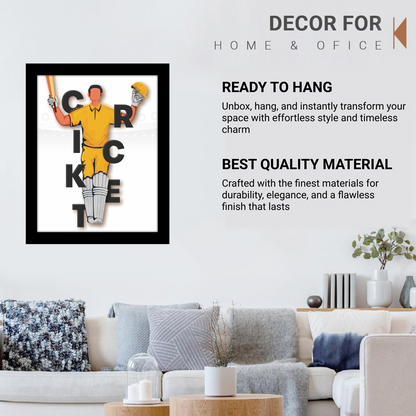 The Art of Cricket – Batsman Illustration Wall Frame