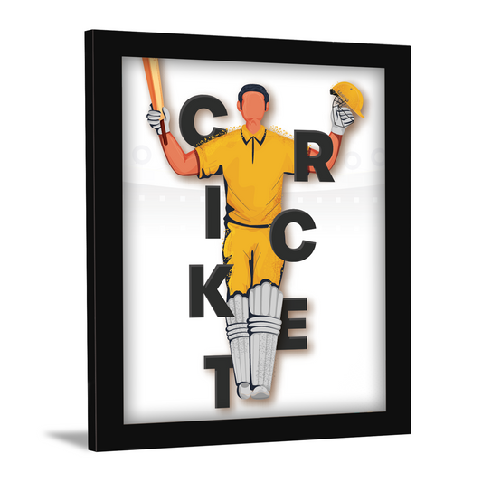 The Art of Cricket – Batsman Illustration Wall Frame