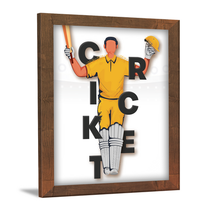 The Art of Cricket – Batsman Illustration Wall Frame