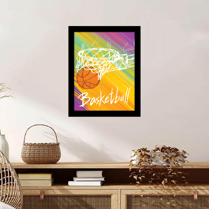 Basketball Passes in Basket Frame Artwork