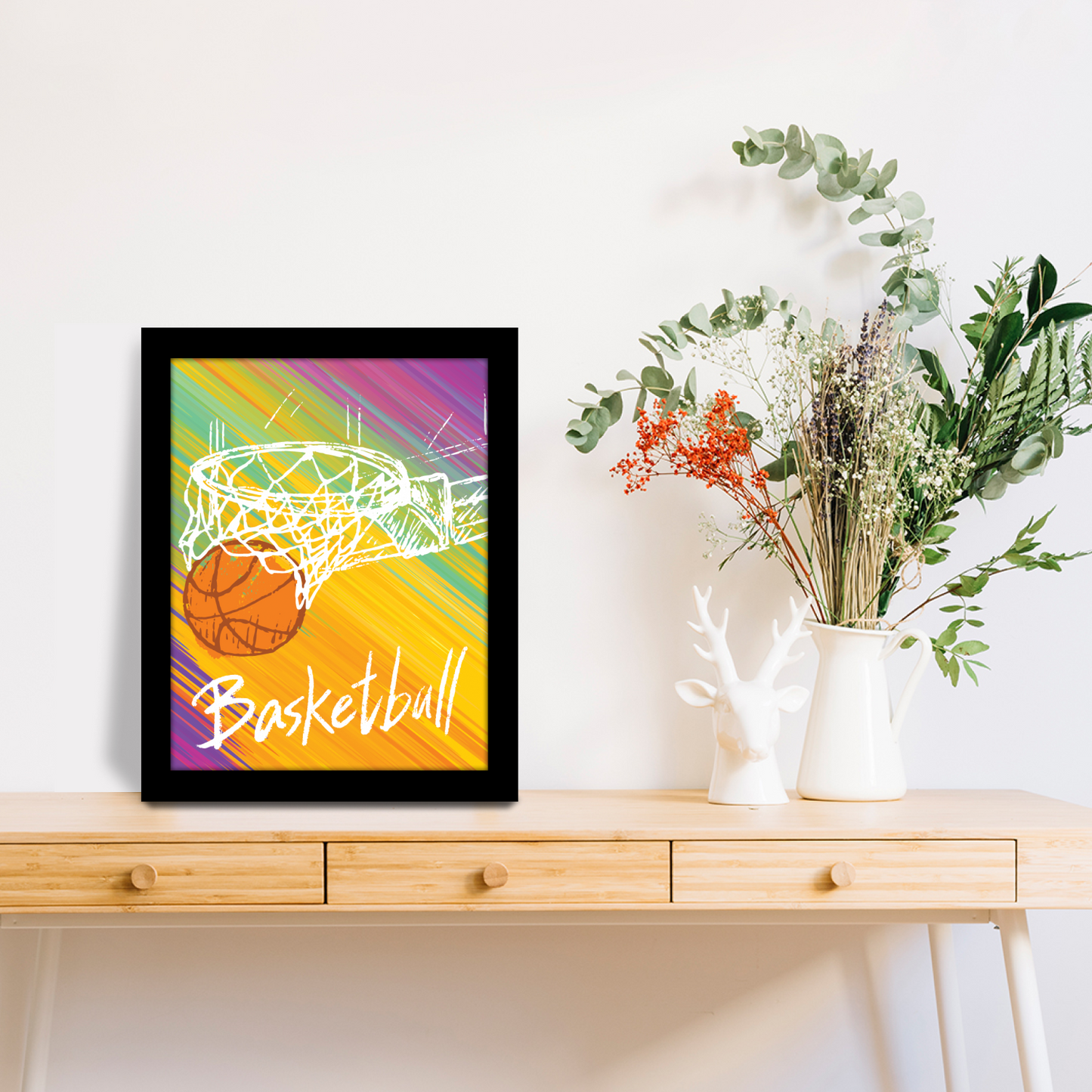 Basketball Passes in Basket Frame Artwork