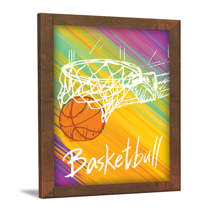 Basketball Passes in Basket Frame Artwork