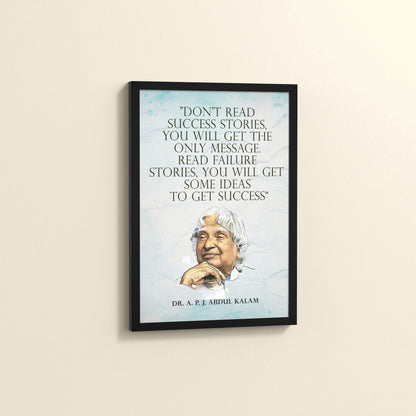 Side View of Lessons from Failure : A. P. J. Abdul Kalam Inspirational Wall Art in Black Color Frame
