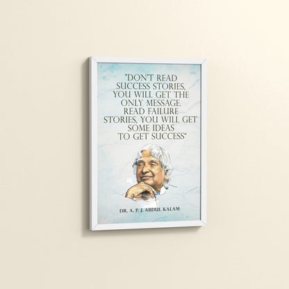 Side View of Lessons from Failure : A. P. J. Abdul Kalam Inspirational Wall Art in White Color Frame