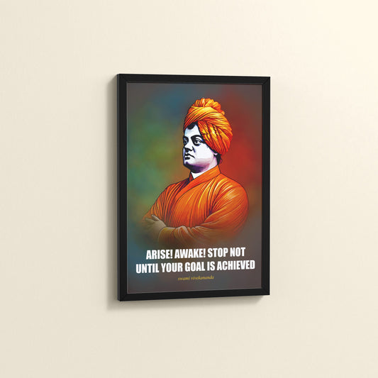 Side View of Chase Your Goal – Swami Vivekananda Quote Decor in Black Color Frame
