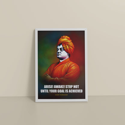 Floor View of Chase Your Goal – Swami Vivekananda Quote Decor in White Color Frame