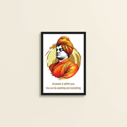 Wall View of You Can Do Anything : Inspiring Swami Vivekananda Wall Art in Black Color Frame