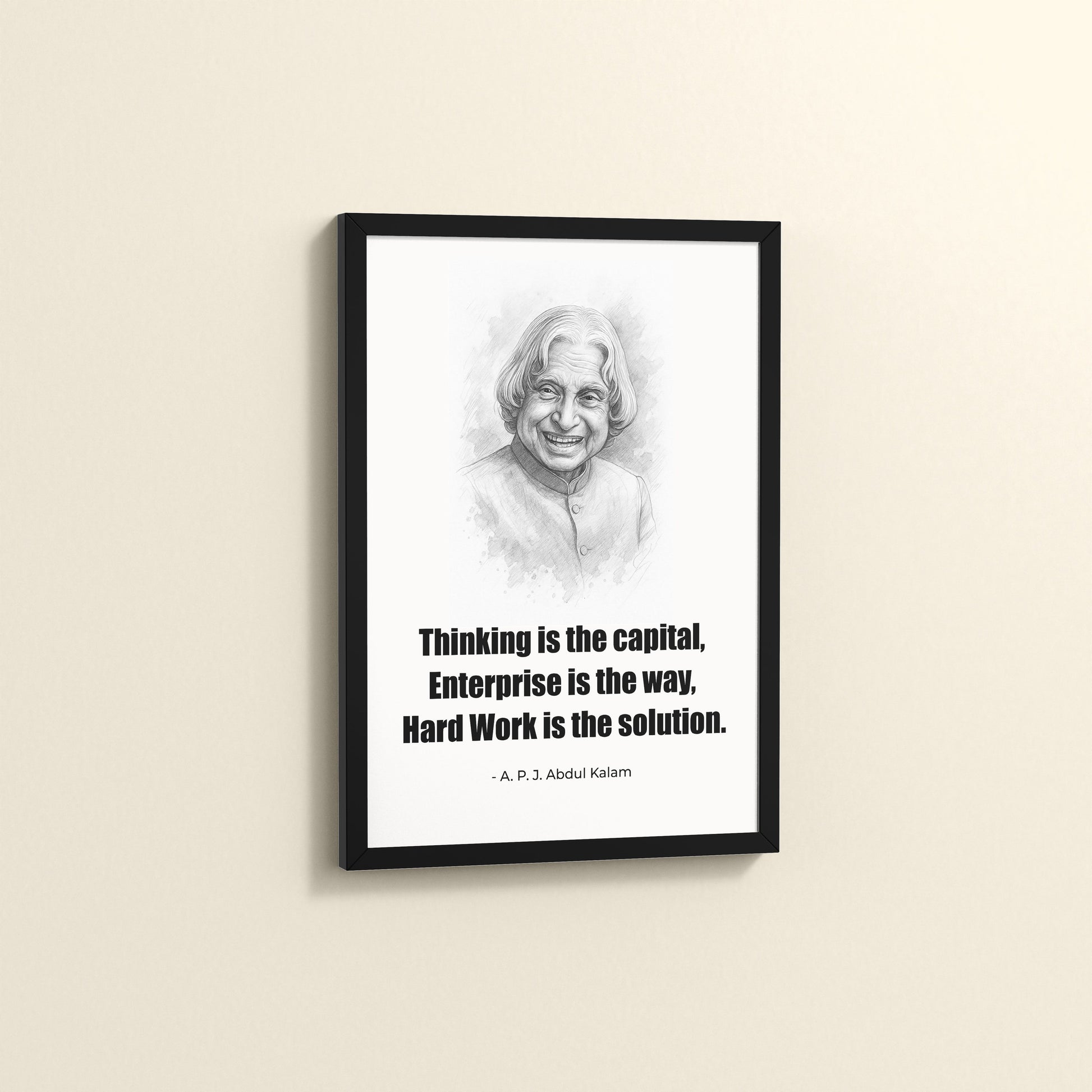 Side View of The Success Formula – Dr. A.P.J. Abdul Kalam Quote Wall Art in Black Color Frame