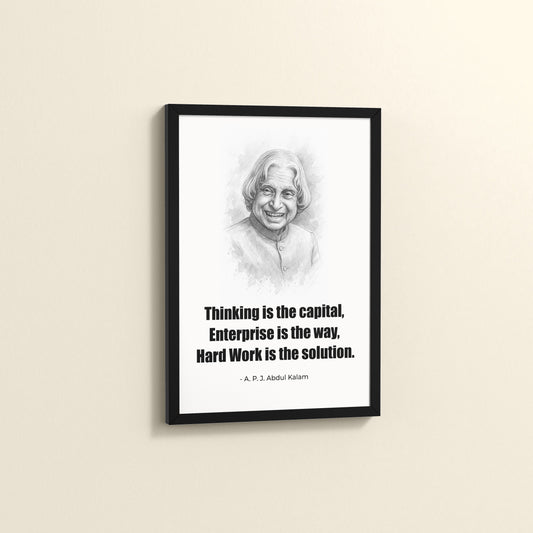 Side View of The Success Formula – Dr. A.P.J. Abdul Kalam Quote Wall Art in Black Color Frame