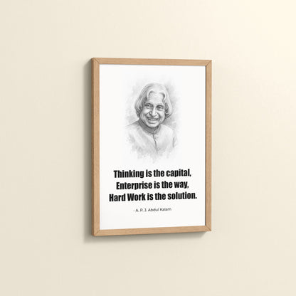 Side View of The Success Formula – Dr. A.P.J. Abdul Kalam Quote Wall Art in Natrual Color Frame
