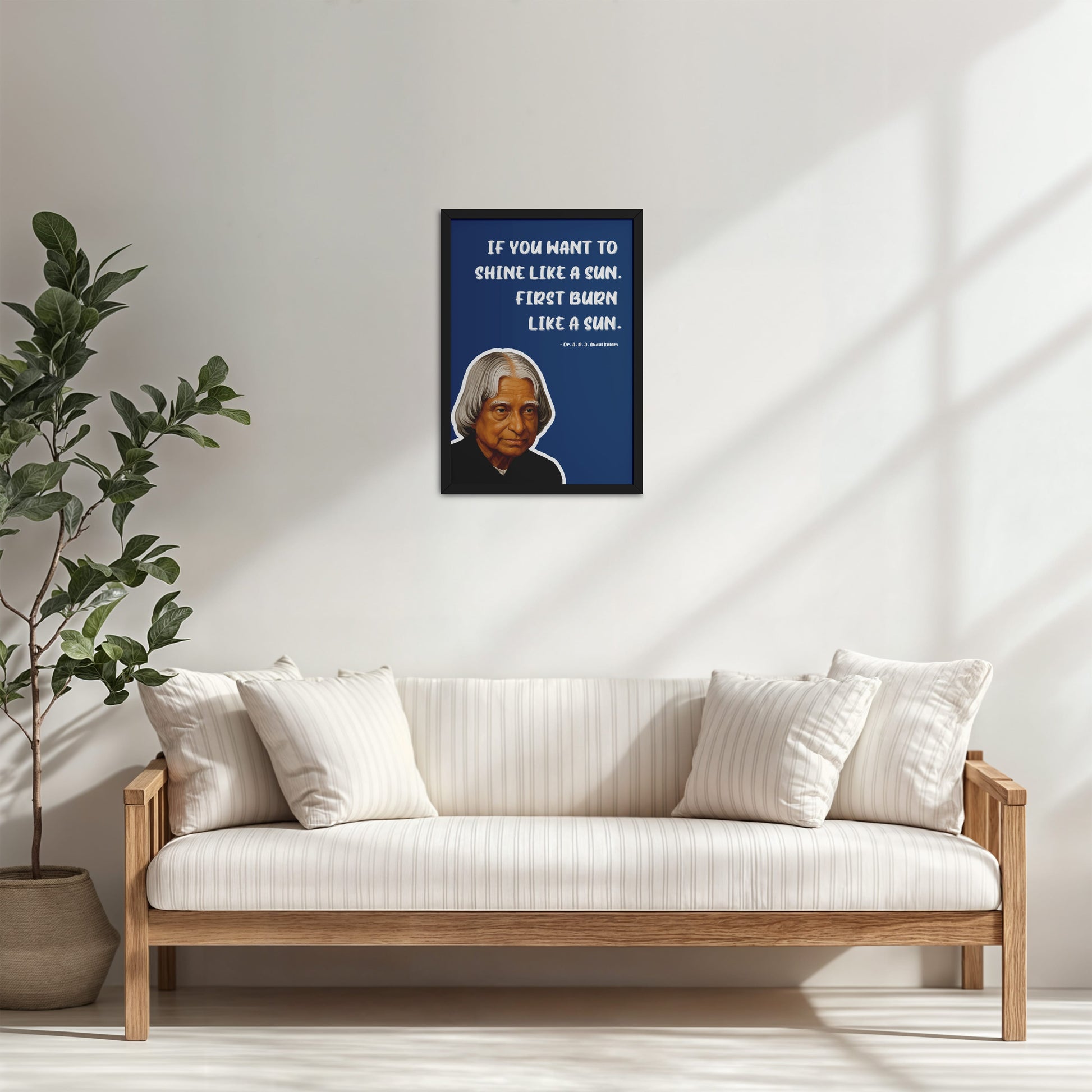 Living Room Cabinet Table Preview of Shine Through Struggle – A.P.J. Abdul Kalam Quote Wall Art in Black Color Frame