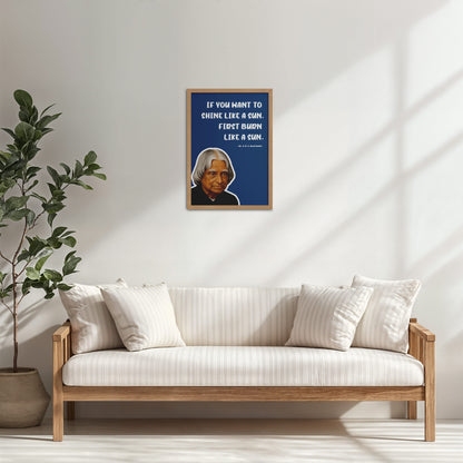Living Room Cabinet Table Preview of Shine Through Struggle – A.P.J. Abdul Kalam Quote Wall Art in Natrual Color Frame