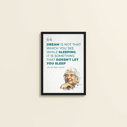 Wall View of Dreams That Keep You Awake – Abdul Kalam Quote Frame in Black Color Frame