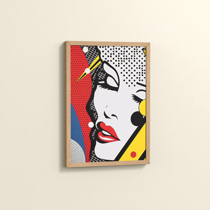 Side View of Bold Beauty – Pop Art Woman Portrait Wall Decor in Natrual Color Frame
