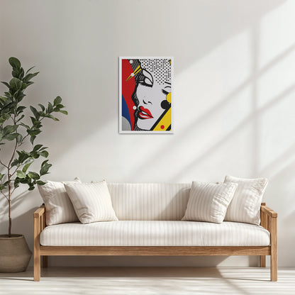 Living Room Cabinet Table Preview of Bold Beauty – Pop Art Woman Portrait Wall Decor in White Color Frame