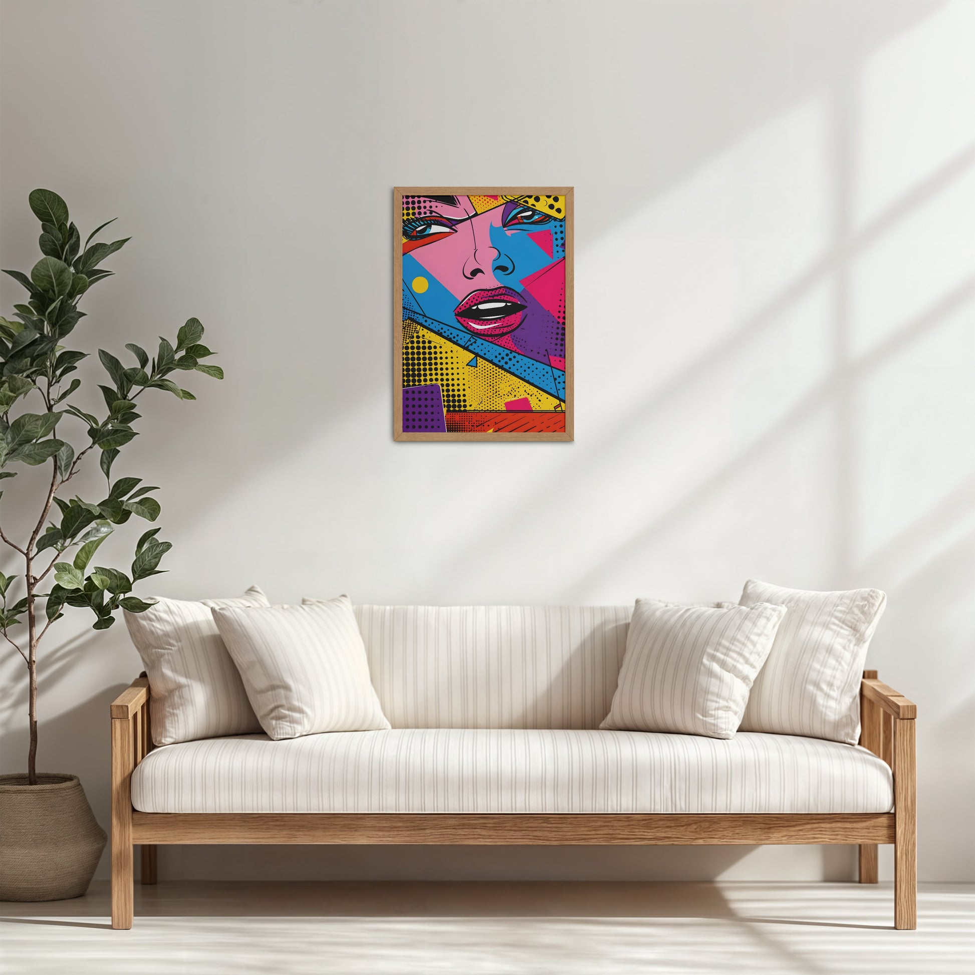 Living Room Cabinet Table Preview of Color Queen – Modern Woman Pop Art Framed in Natrual Color Frame