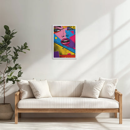 Living Room Cabinet Table Preview of Color Queen – Modern Woman Pop Art Framed in White Color Frame