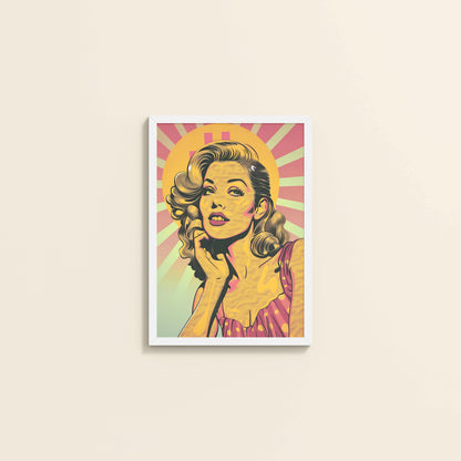Wall View of Bold Expressions – Retro Pop Art Woman Wall Frame in White Color Frame