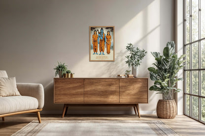 Living Room Cabinet Preview of Divine Trio – Lord Rama, Lakshman, Janaki Wall Art & Painting in Natrual Color Frame