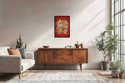 Living Room Sofa Preview of Divine Unity – Siya-Ram and Divine Deities Frame Wall Art in Black Color Frame