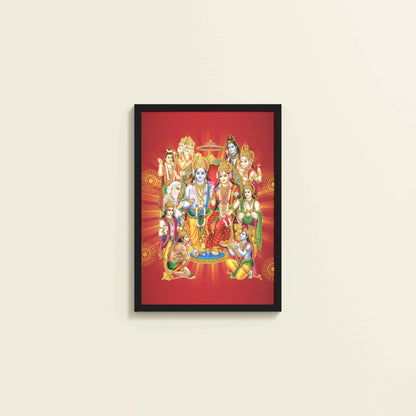 Wall View of Divine Unity – Siya-Ram and Divine Deities Frame Wall Art in Black Color Frame