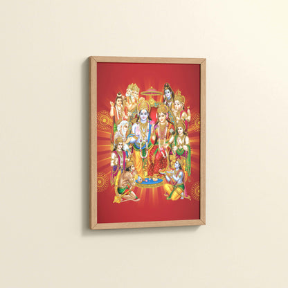 Side View of Divine Unity – Siya-Ram and Divine Deities Frame Wall Art in Natrual Color Frame