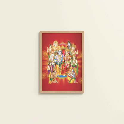 Wall View of Divine Unity – Siya-Ram and Divine Deities Frame Wall Art in Natrual Color Frame