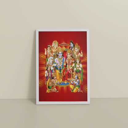 Floor View of Divine Unity – Siya-Ram and Divine Deities Frame Wall Art in White Color Frame
