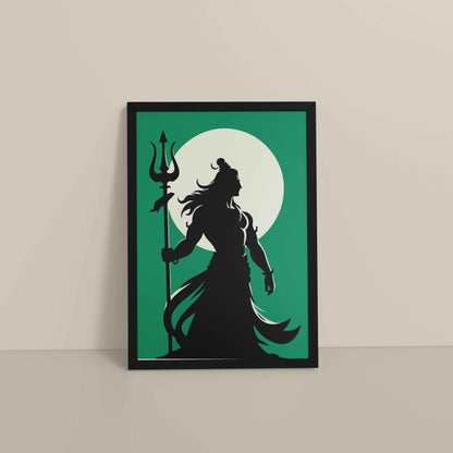Floor View of Om Mrityunjaya Mahadeva – Lord Shiva Spiritual Wall Art in Black Color Frame