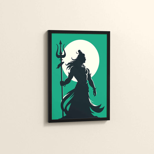 Side View of Om Mrityunjaya Mahadeva – Lord Shiva Spiritual Wall Art in Black Color Frame